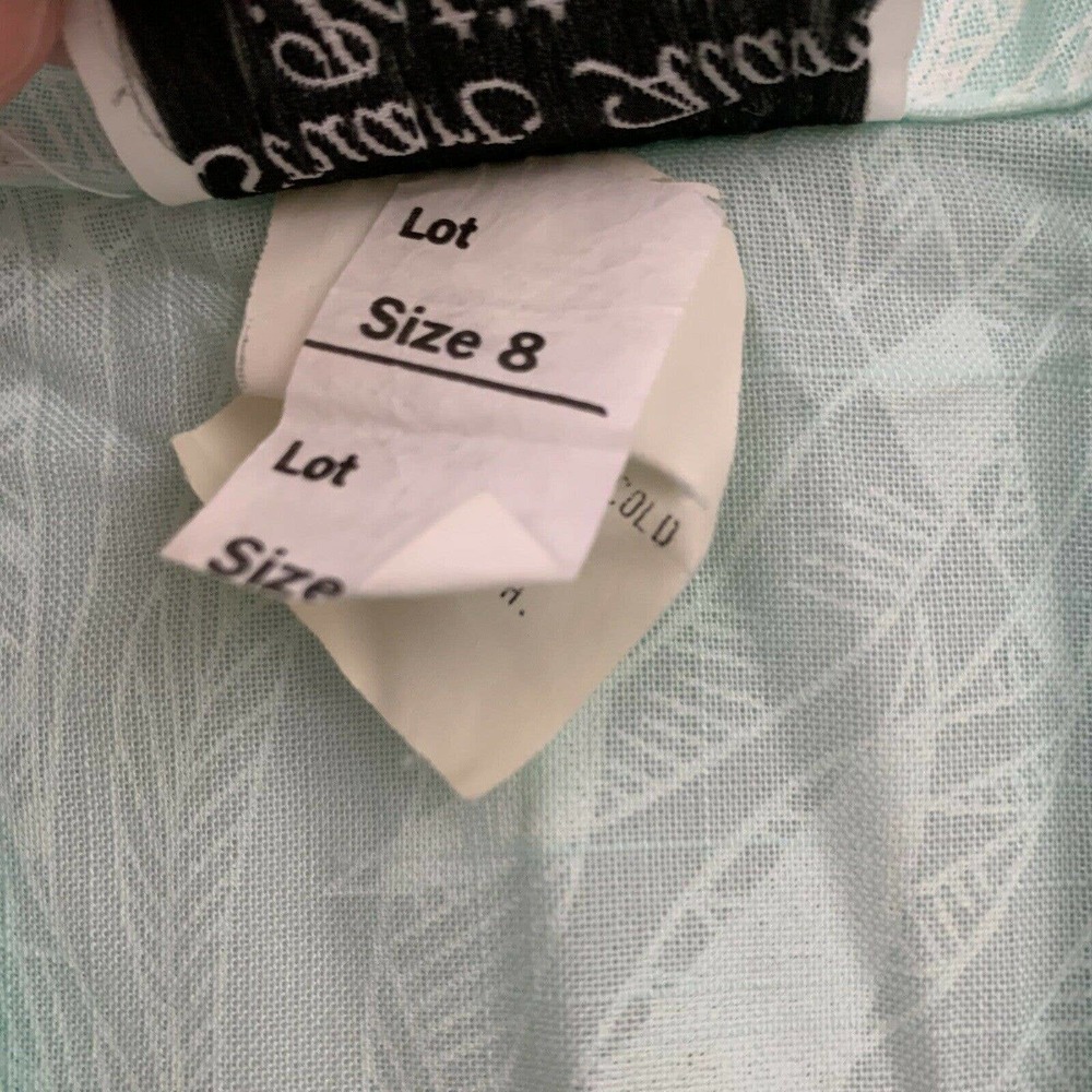Womens Vintage Shirt Dress Size 8 Petite Mint Green Tropical Floral Midi Pastel - Picture 6 of 11